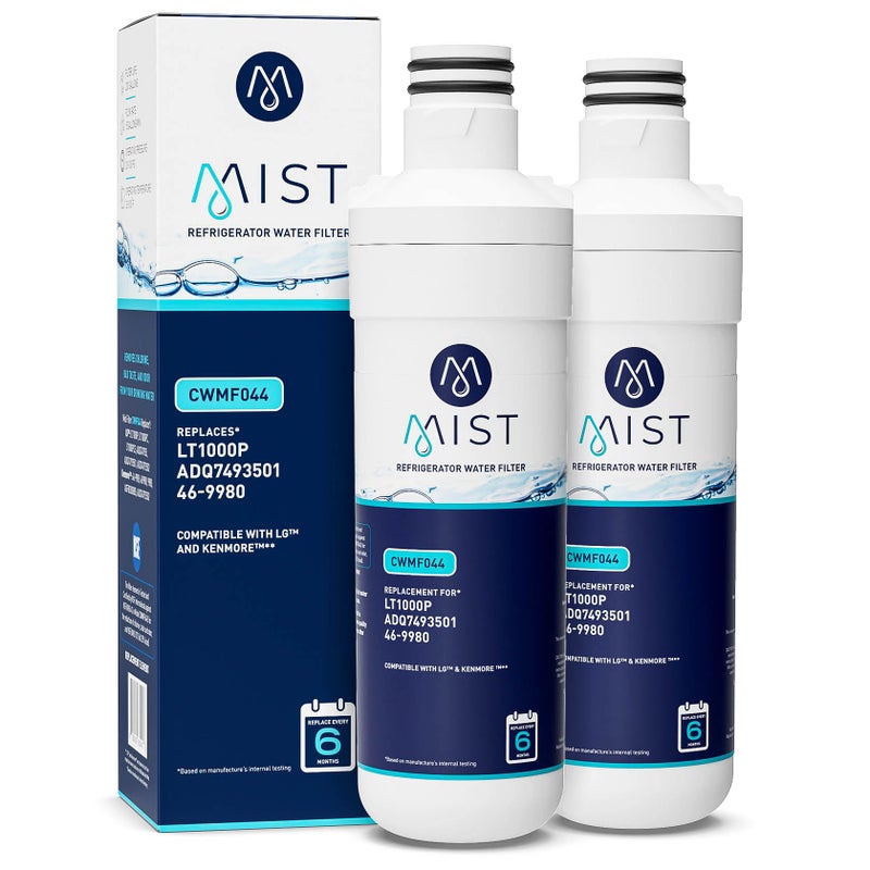 Mist ADQ74793501 Refrigerator Water Filter Replacement for LG LT1000P, WD-LT1000P, Kenmore 46-9980, Fridge LMXS28626D â€“ NSF 42 Certified â€“ 2 Pack - Image 1